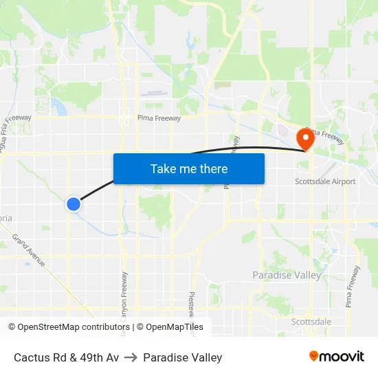 Cactus Rd & 49th Av to Paradise Valley map