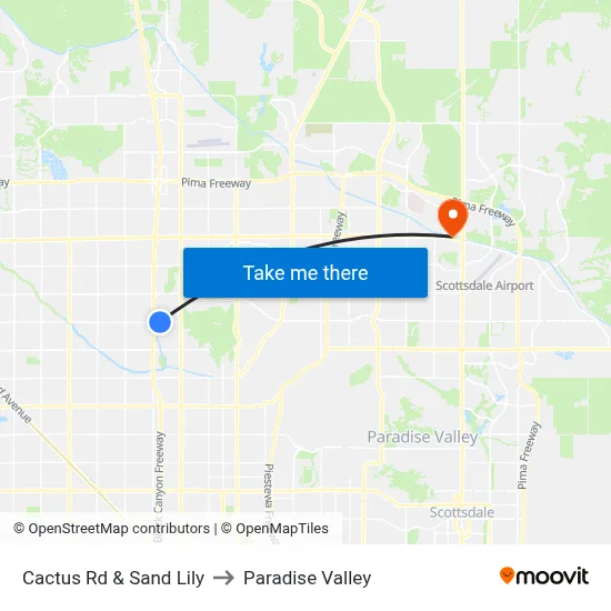 Cactus Rd & Sand Lily to Paradise Valley map