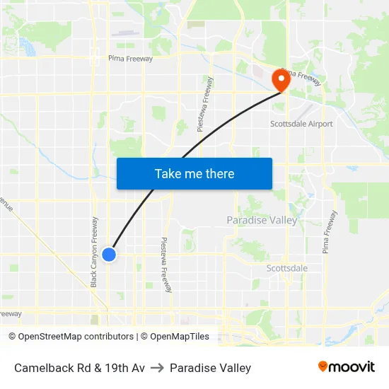 Camelback Rd & 19th Av to Paradise Valley map