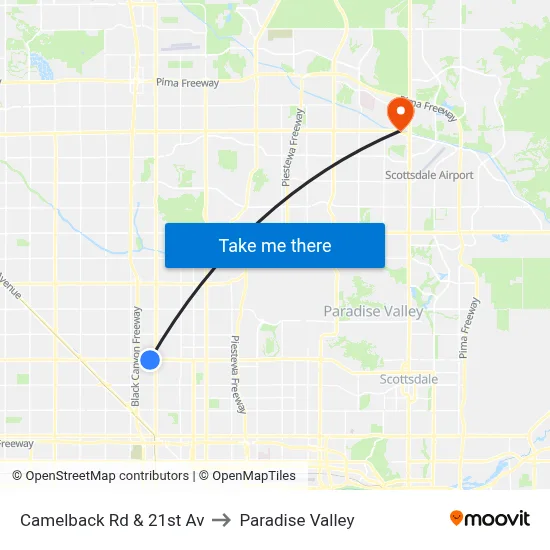 Camelback Rd & 21st Av to Paradise Valley map