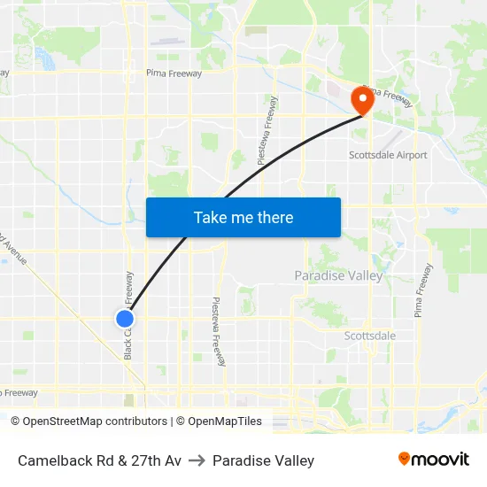 Camelback Rd & 27th Av to Paradise Valley map