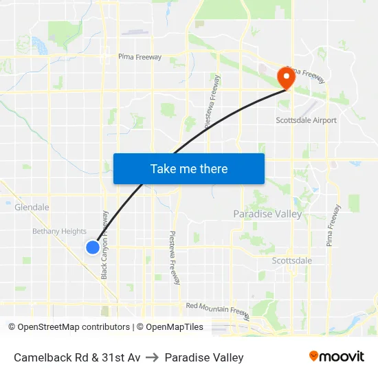 Camelback Rd & 31st Av to Paradise Valley map