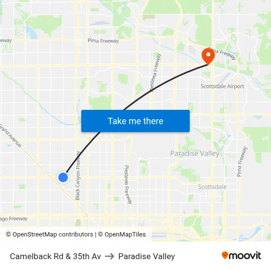 Camelback Rd & 35th Av to Paradise Valley map