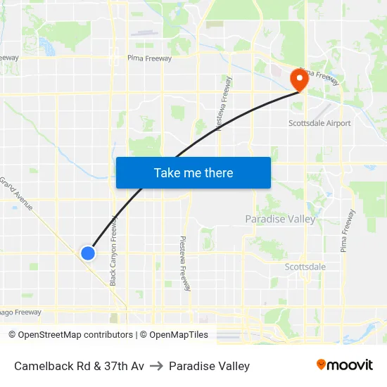Camelback Rd & 37th Av to Paradise Valley map
