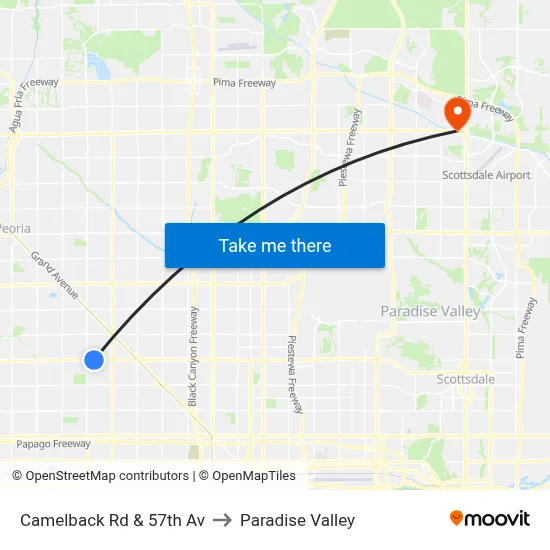 Camelback Rd & 57th Av to Paradise Valley map