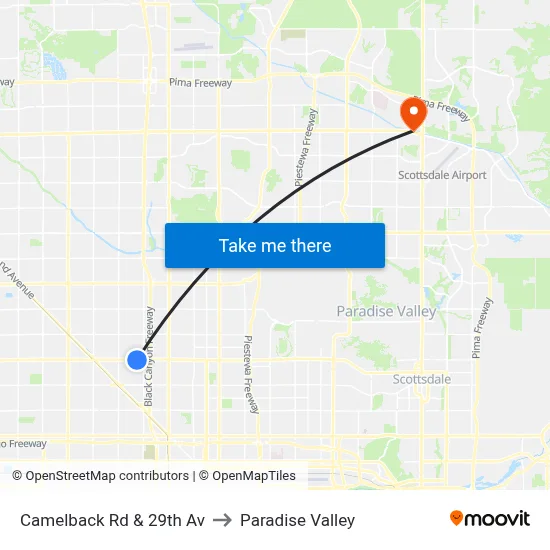 Camelback Rd & 29th Av to Paradise Valley map