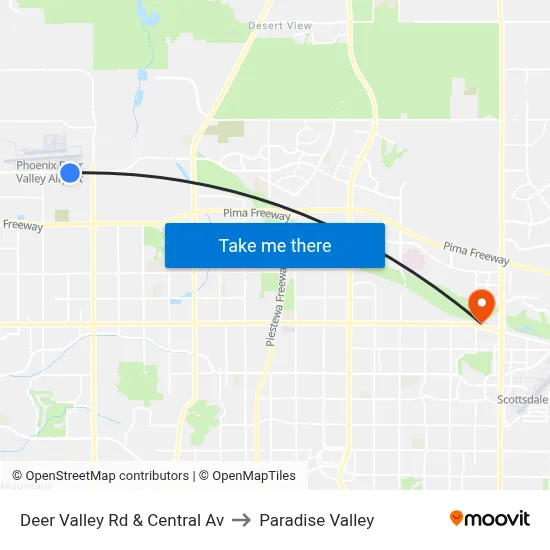 Deer Valley Rd & Central Av to Paradise Valley map