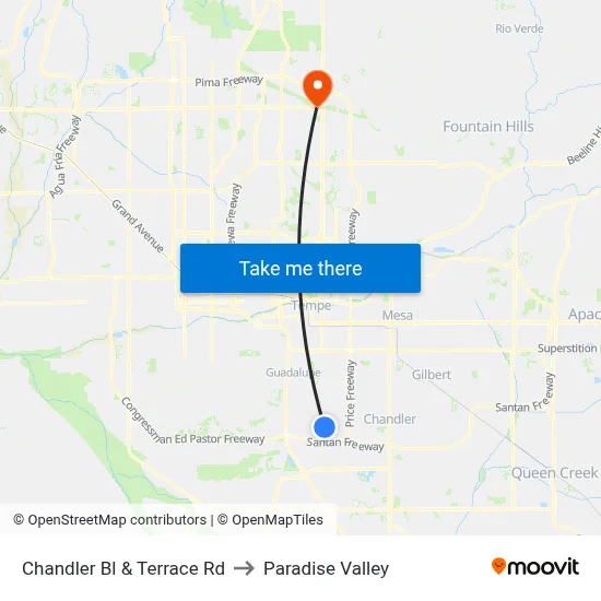 Chandler Bl & Terrace Rd to Paradise Valley map