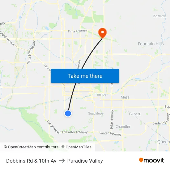 Dobbins Rd & 10th Av to Paradise Valley map