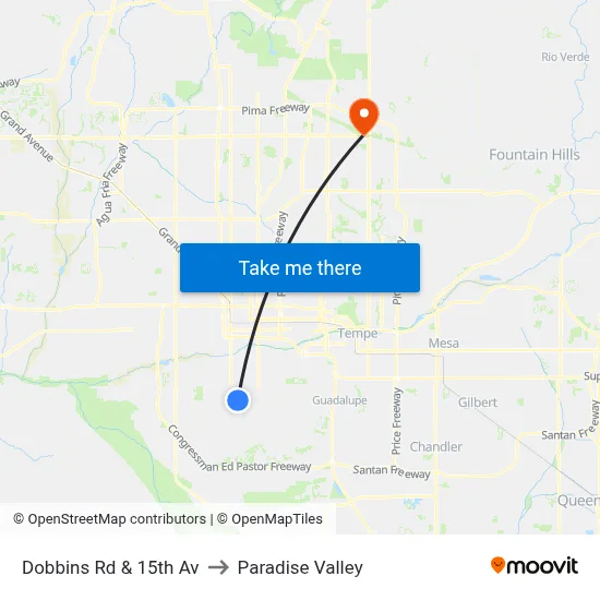 Dobbins Rd & 15th Av to Paradise Valley map