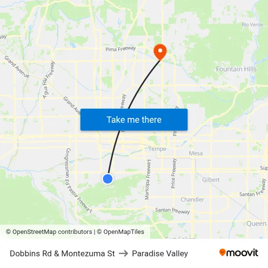 Dobbins Rd & Montezuma St to Paradise Valley map