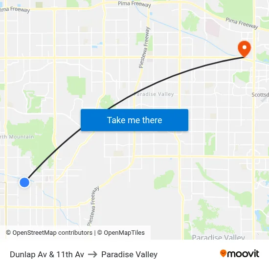 Dunlap Av & 11th Av to Paradise Valley map