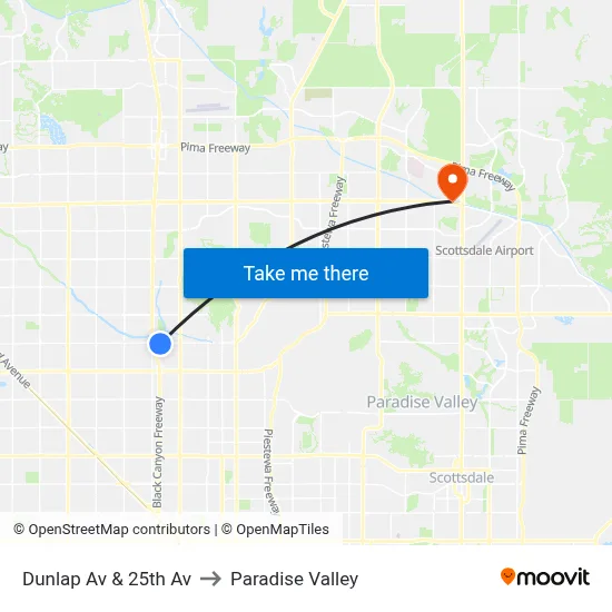 Dunlap Av & 25th Av to Paradise Valley map