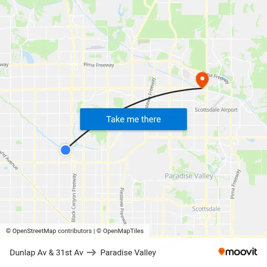 Dunlap Av & 31st Av to Paradise Valley map