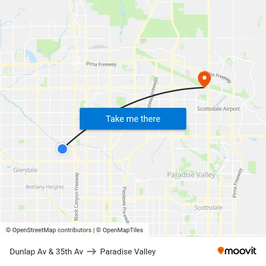 Dunlap Av & 35th Av to Paradise Valley map