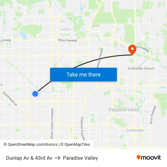 Dunlap Av & 43rd Av to Paradise Valley map