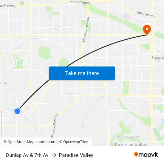 Dunlap Av & 7th Av to Paradise Valley map
