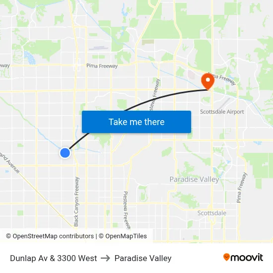 Dunlap Av & 3300 West to Paradise Valley map