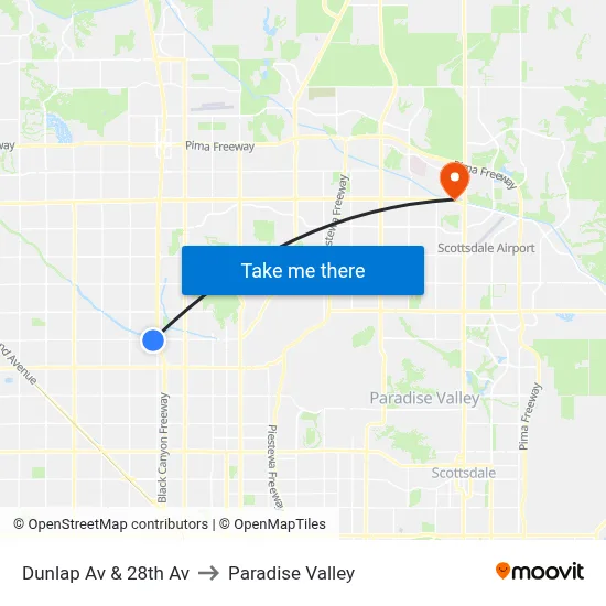 Dunlap Av & 28th Av to Paradise Valley map