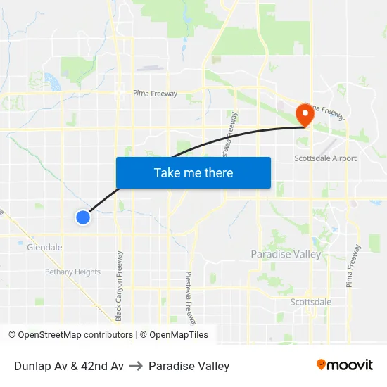 Dunlap Av & 42nd Av to Paradise Valley map