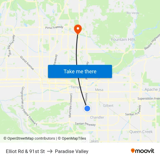 Elliot Rd & 91st St to Paradise Valley map