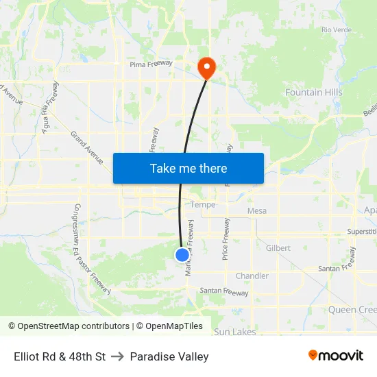 Elliot Rd & 48th St to Paradise Valley map