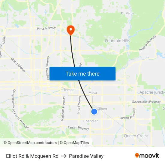 Elliot Rd & Mcqueen Rd to Paradise Valley map