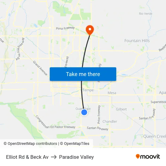Elliot Rd & Beck Av to Paradise Valley map