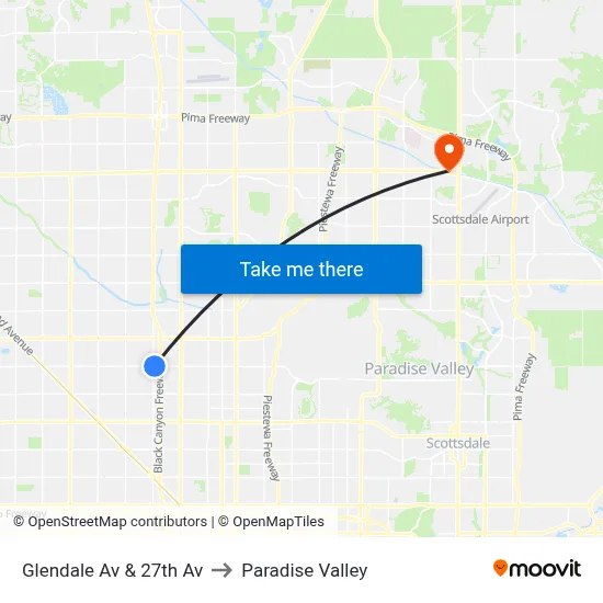 Glendale Av & 27th Av to Paradise Valley map