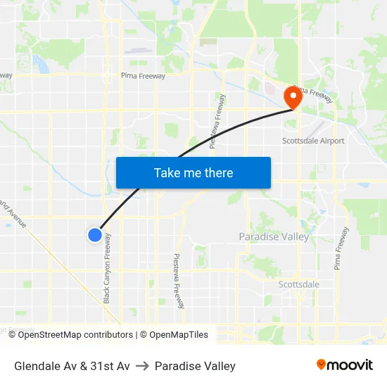 Glendale Av & 31st Av to Paradise Valley map