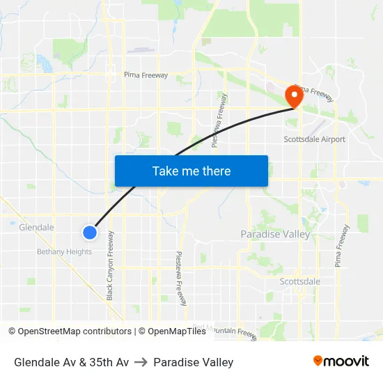 Glendale Av & 35th Av to Paradise Valley map