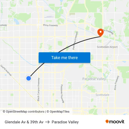 Glendale Av & 39th Av to Paradise Valley map