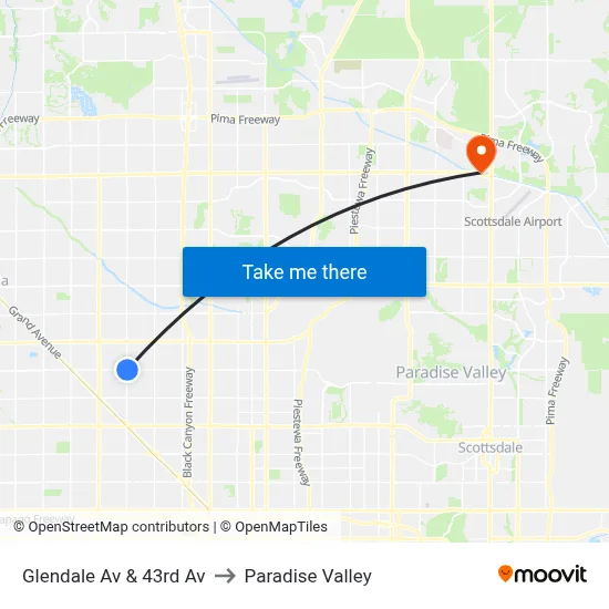 Glendale Av & 43rd Av to Paradise Valley map