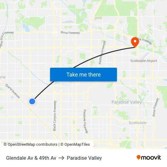 Glendale Av & 49th Av to Paradise Valley map