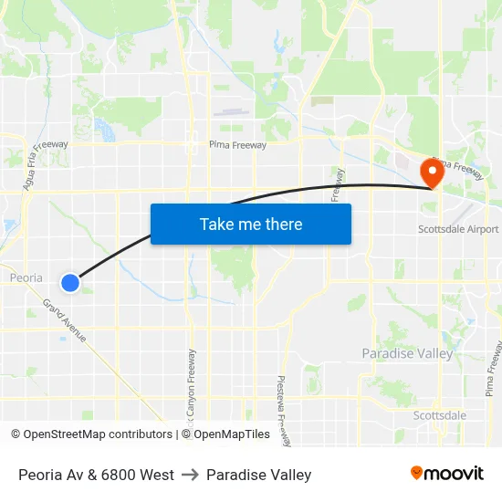 Peoria Av & 6800 West to Paradise Valley map