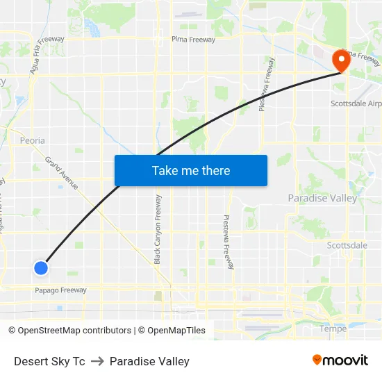 Desert Sky Tc to Paradise Valley map