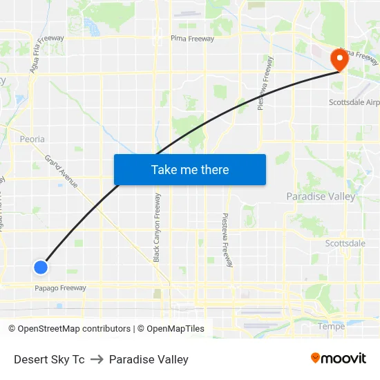 Desert Sky Tc to Paradise Valley map