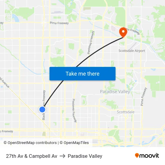 27th Av & Campbell Av to Paradise Valley map