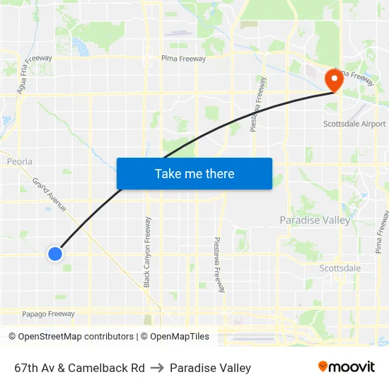 67th Av & Camelback Rd to Paradise Valley map