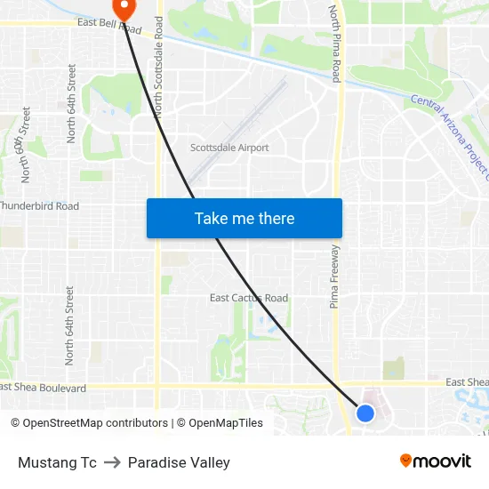 Mustang Tc to Paradise Valley map