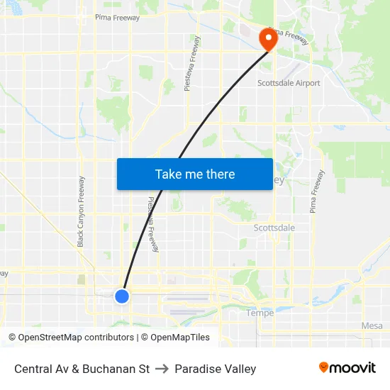 Central Av & Buchanan St to Paradise Valley map