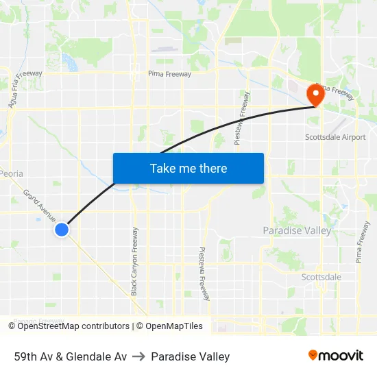 59th Av & Glendale Av to Paradise Valley map