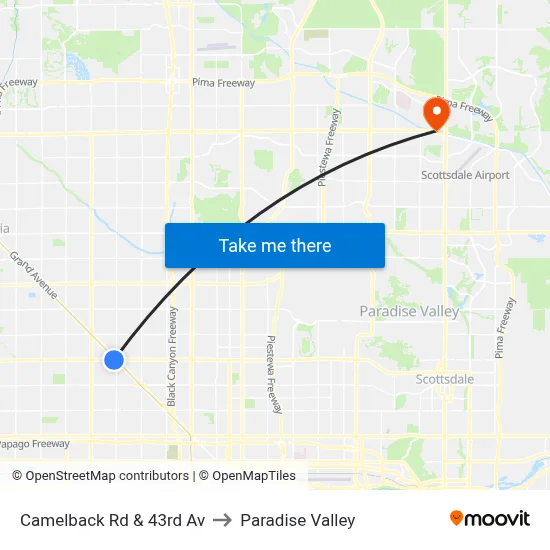 Camelback Rd & 43rd Av to Paradise Valley map