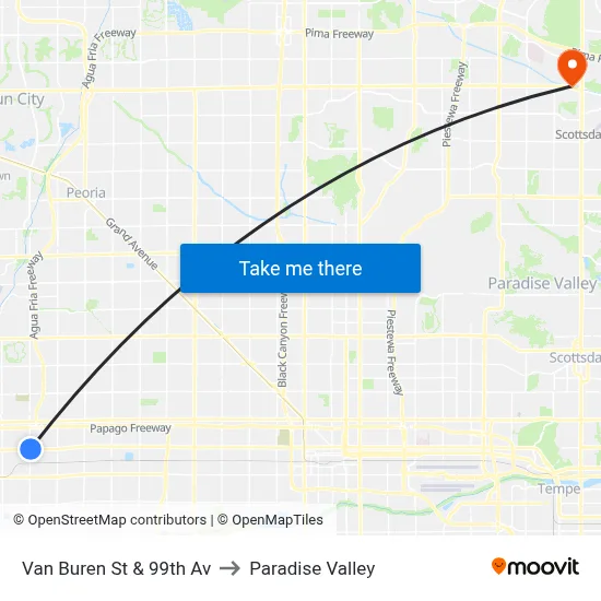 Van Buren St & 99th Av to Paradise Valley map