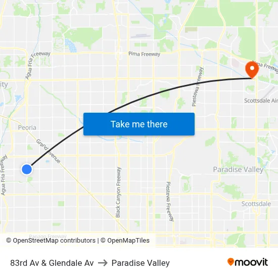 83rd Av & Glendale Av to Paradise Valley map