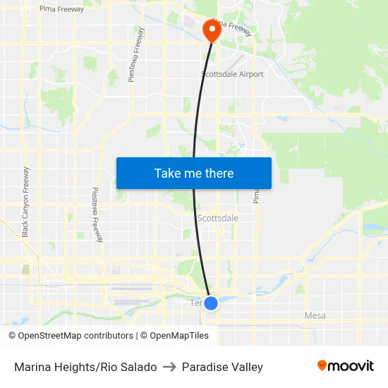 Marina Heights/Rio Salado to Paradise Valley map