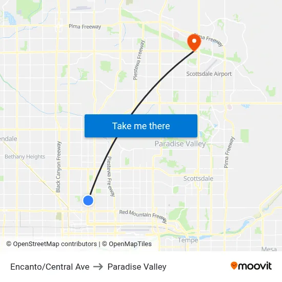 Encanto/Central Ave to Paradise Valley map