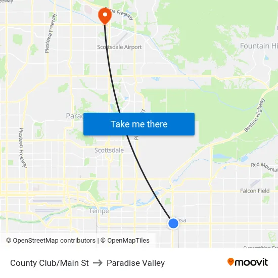 County Club/Main St to Paradise Valley map