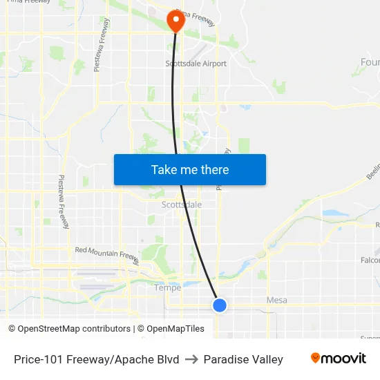 Price-101 Freeway/Apache Blvd to Paradise Valley map