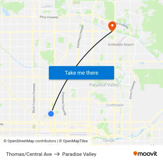 Thomas/Central Ave to Paradise Valley map